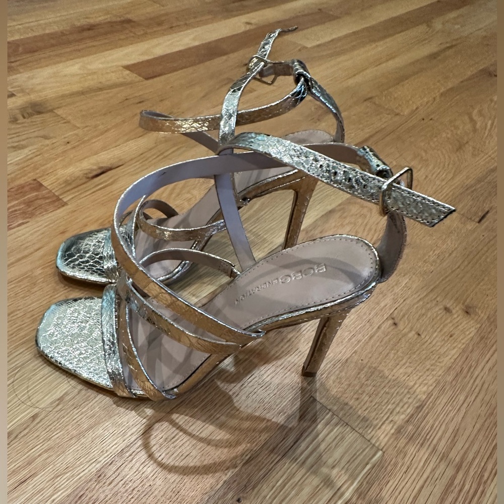 BCBG Gold Strappy Heels